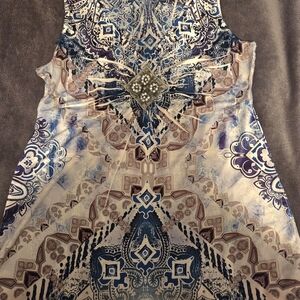 Apt. 9 Blue and Cream Patterned Top